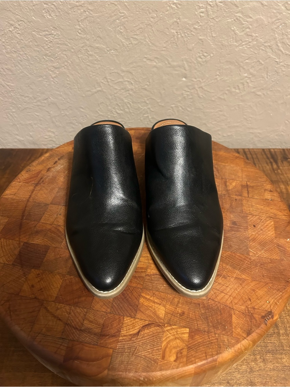 Universal Thread Black Mule Slides with Tan Stacked Heel - Picture 3 of 8